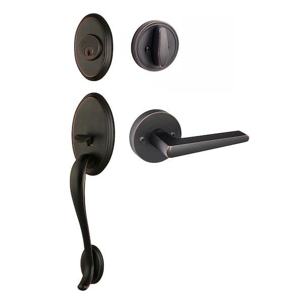 Sure-Loc Hardware Sure-Loc Hardware Aspen Handleset, Basel Round Handleset Trim, Vintage Bronze AN507-BS-RD 11P - main